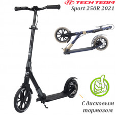 Самокат Tech Team Sport 250R 2021 Чёрный с передним амортизатором и дисковым тормозом