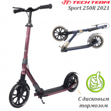 Самокат Tech Team Sport 250R 2021 Бордовый с передним амортизатором и дисковым тормозом