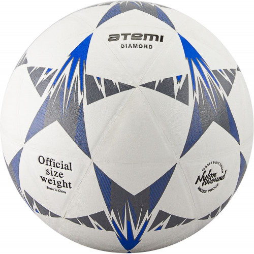 Мяч футбольный Atemi DIAMOND PVC бел/чёрн/син., р.5 , 420 г., ламинированный , окруж 68-71