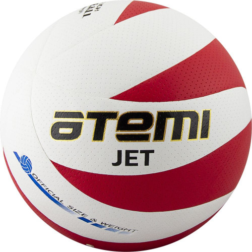Мяч волейбольный Atemi JET, синтетическая кожа PU Soft, бел/красн, 12 п,окруж 65-67, клееный