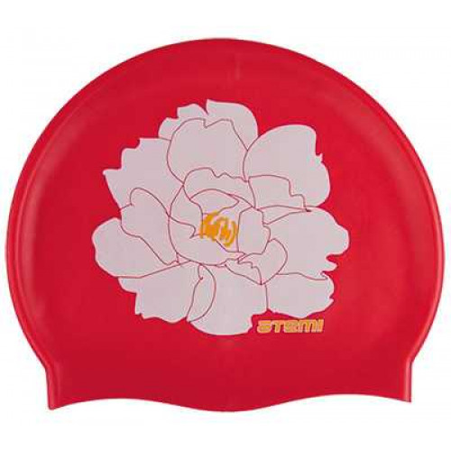 Шапочка для плавания Atemi, силикон, красная (цветок), PSC409
