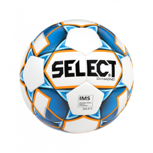 Мяч футбольный SELECT DIAMOND IMS, 810015-002 бел/син/оранж, размер 5, р/ш, 32 п, окруж 68-70