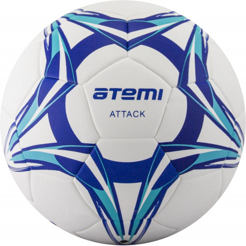 Мяч футбольный Atemi ATTACK PU+EVA, бел/син/гол., р.5, Thermo mould (б/швов), окруж 68-71
