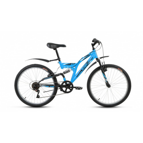Подростковый велосипед ALTAIR MTB FS 24 (2017) голубой/черный, размер рамы 14.5