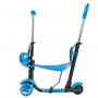 Самокат Novatrack Disco-kids Saddle PRO для детей, трансформер, свет.колеса PU 120*90мм, голубой