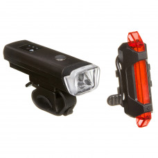 Комплект фонарей STG перед. FL1559 (350 люм. бел. Usb 2000 mAH. С датчиком света ) зад. TL5411 ( 5