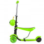 Самокат Novatrack Disco-kids Saddle для детей, трансформер, свет.колеса PU 120*90мм, зеленый