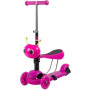 Самокат Novatrack Disco-kids Saddle для детей, трансформер, свет.колеса PU 120*90мм, розовый