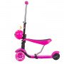 Самокат Novatrack Disco-kids Saddle для детей, трансформер, свет.колеса PU 120*90мм, розовый