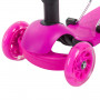 Самокат Novatrack Disco-kids Saddle для детей, трансформер, свет.колеса PU 120*90мм, розовый