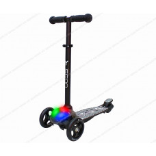 Самокат трехколесный Y-SCOO TRIO DIAMOND 120 Kaleidoscope светящаяся платформа Black/White
