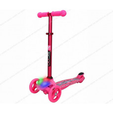 Самокат трехколесный Y-SCOO TRIO DIAMOND 120 Kaleidoscope светящаяся платформа Pink
